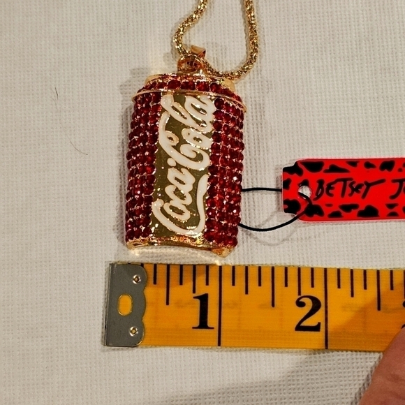 BETSEY Johnson 28" Shiny Red Enamel & Rhinestone Coca Cola neckl… - Picture 4 of 11